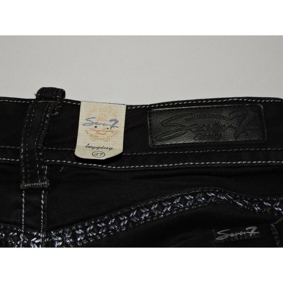 Seven 7 Dark Jean Leggings Sz 27 Women Causal Pants Embellished Jeggings New NWT - Picture 5 of 7